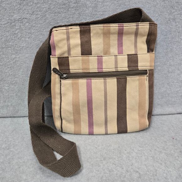 Thirty One Organizing Shoulder Bag Crossbody In Purple Twill Stripe - Picture 2 of 8